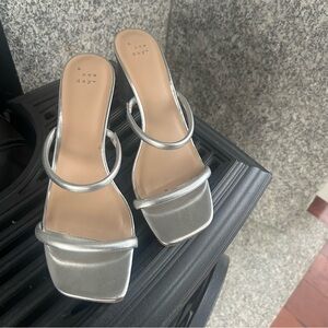 A New Day Metallic Silver Heeled Sandals